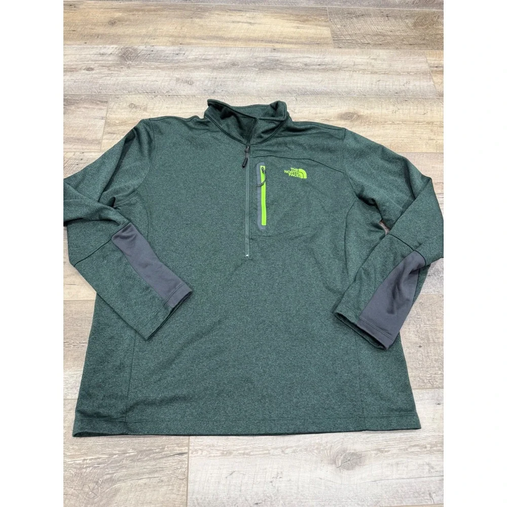 The North Face Mens XL 1/4 Zip Pullover Fleece Jacket Green Heather Canyonlands